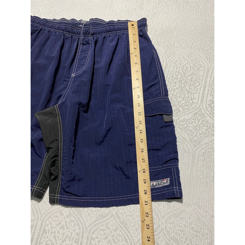 Vintage TREK Bicycle Cargo Cycling Shorts XXL Blue/Black Made in USA 100% Nylon - Picture 4 of 8